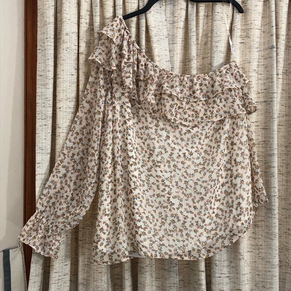 Torrid Floral Print Chiffon Ruffled One Shoulder Top - 2X
